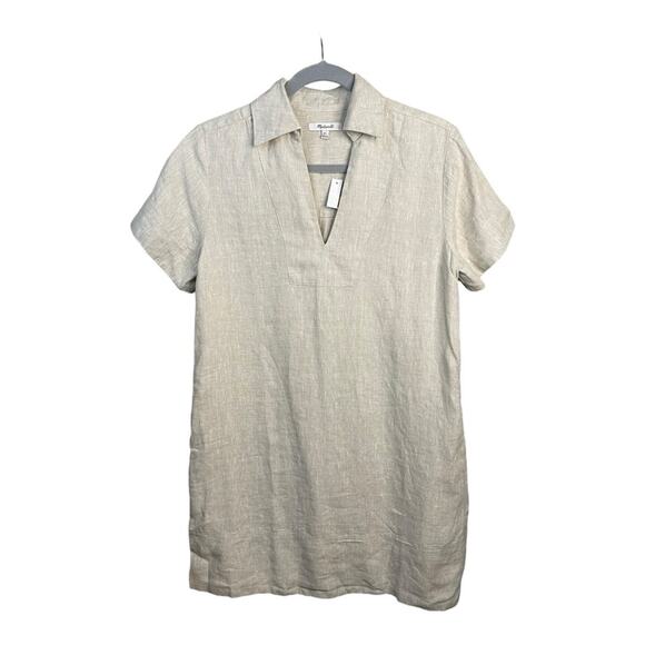 Madewell‎ V-Neck 100% Linen Mini Dress in Natural Undyed Size XS NWT - Picture 4 of 12